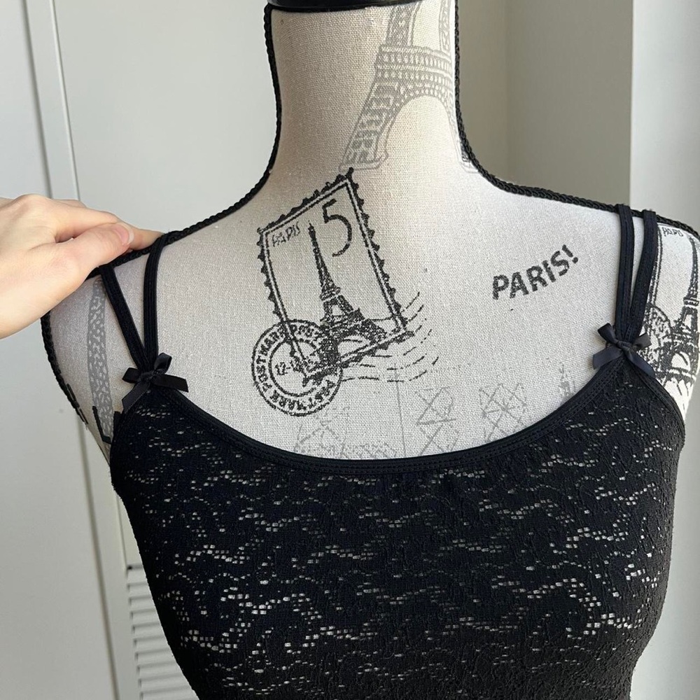Vintage lace and bow tank top